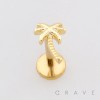 3D PALM TREE SUMMER DESERT PUSHIN (THREADLESS) 316L SURGICAL STEEL LABRET SET